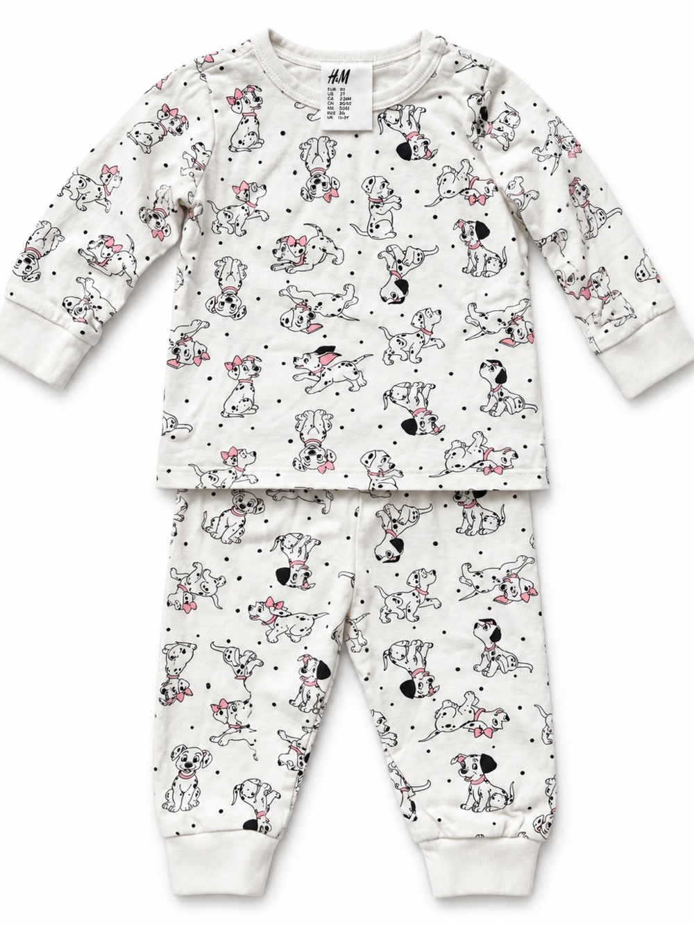 H&M Cream & Pink Puppy Print Two-Piece Matching Set